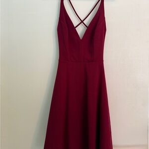 Lulu's Deep Red Strappy Open Back Dress